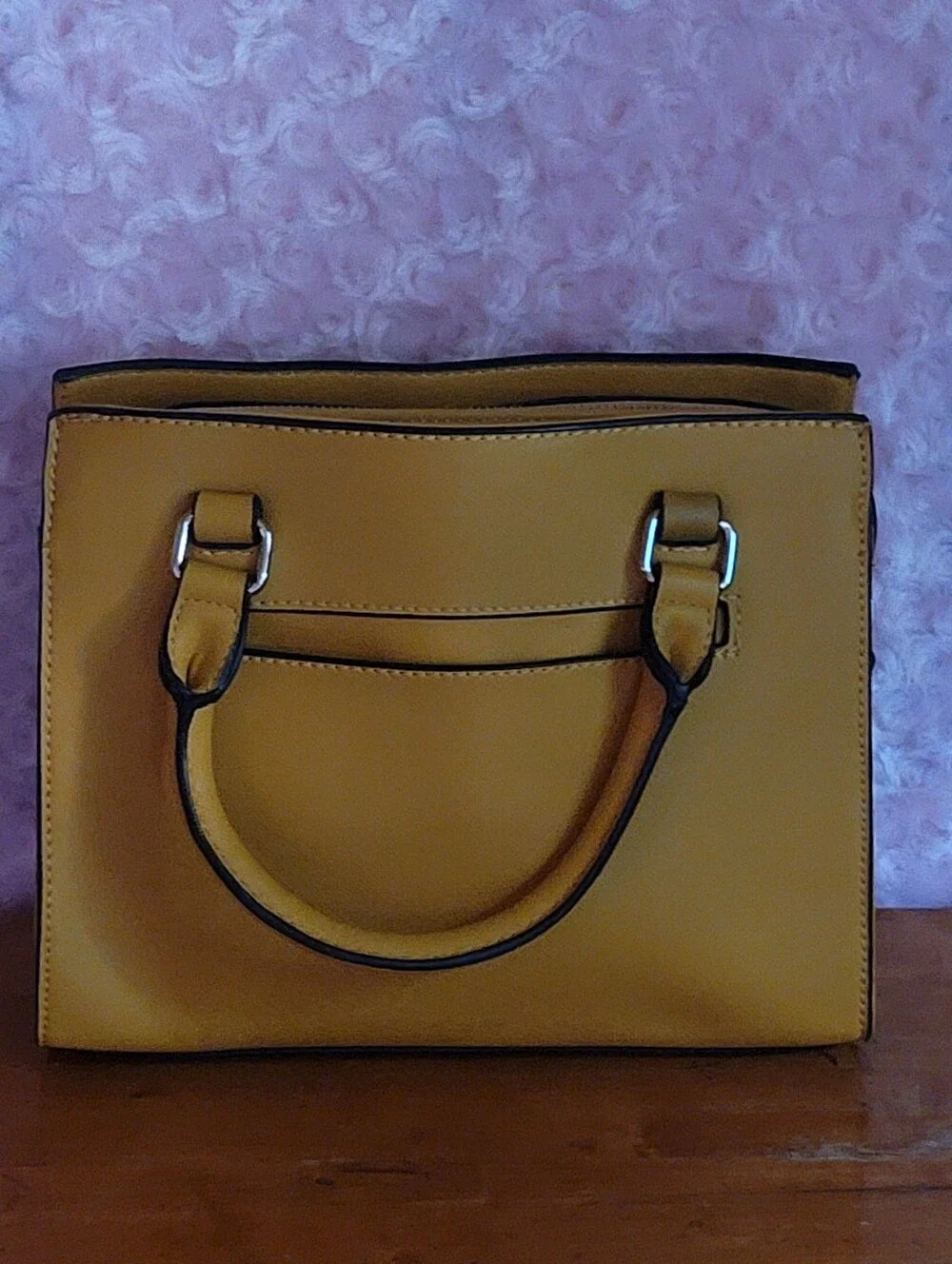 GUESS Mustard Yellow Structured Top-Handle Satchel